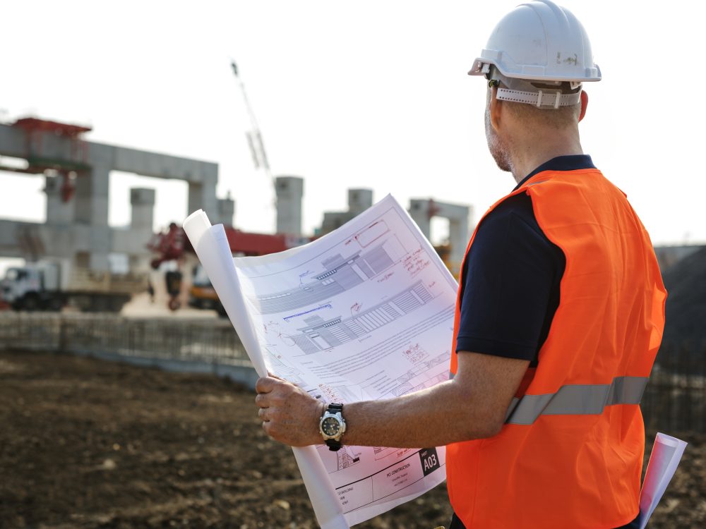 Site engineer on a construction site